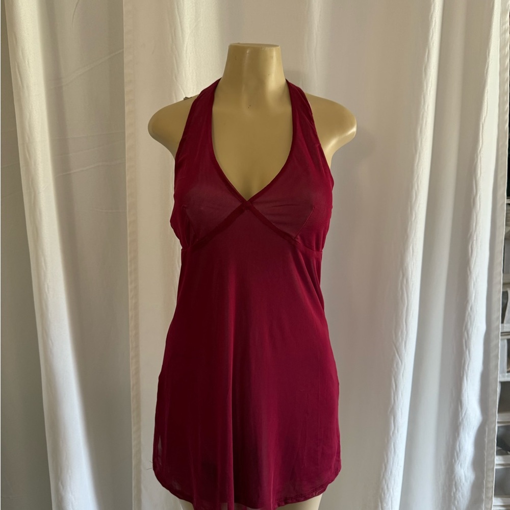 Burgundy Halter Dress